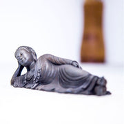 Buddha Stones Reclining Buddha Shakyamuni Iron Powder Rust Cast Resin Statue Home Decoration