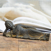 Buddha Stones Reclining Buddha Shakyamuni Iron Powder Rust Cast Resin Statue Home Decoration Decorations BS 2