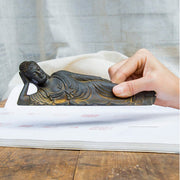 Buddha Stones Reclining Buddha Shakyamuni Iron Powder Rust Cast Resin Statue Home Decoration Decorations BS 13