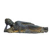 Buddha Stones Reclining Buddha Shakyamuni Iron Powder Rust Cast Resin Statue Home Decoration