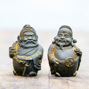 Buddha Stones Handmade Literary Military God of Wealth Iron Powder Rust Cast Resin Statue Home Decoration Decorations BS Rust Version 2Pcs Set