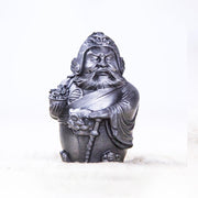 Buddha Stones Handmade Literary Military God of Wealth Iron Powder Rust Cast Resin Statue Home Decoration Decorations BS Polished Version Military God of Wealth 7*4.8*4.3cm