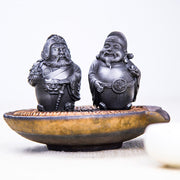 Buddha Stones Handmade Literary Military God of Wealth Iron Powder Rust Cast Resin Statue Home Decoration Decorations BS 22