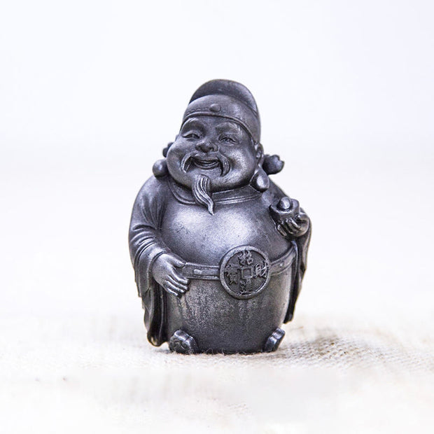 Buddha Stones Handmade Literary Military God of Wealth Iron Powder Rust Cast Resin Statue Home Decoration Decorations BS Polished Version Literary God of Wealth 7*4.6*4cm