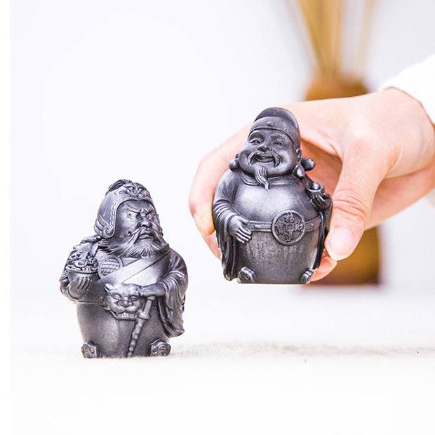 Buddha Stones Handmade Literary Military God of Wealth Iron Powder Rust Cast Resin Statue Home Decoration Decorations BS 23