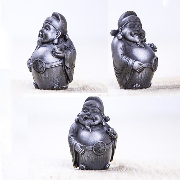 Buddha Stones Handmade Literary Military God of Wealth Iron Powder Rust Cast Resin Statue Home Decoration Decorations BS 13