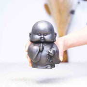 Buddha Stones Handmade Little Monk Iron Powder Rust Cast Resin Statue Home Decoration Decorations BS 18