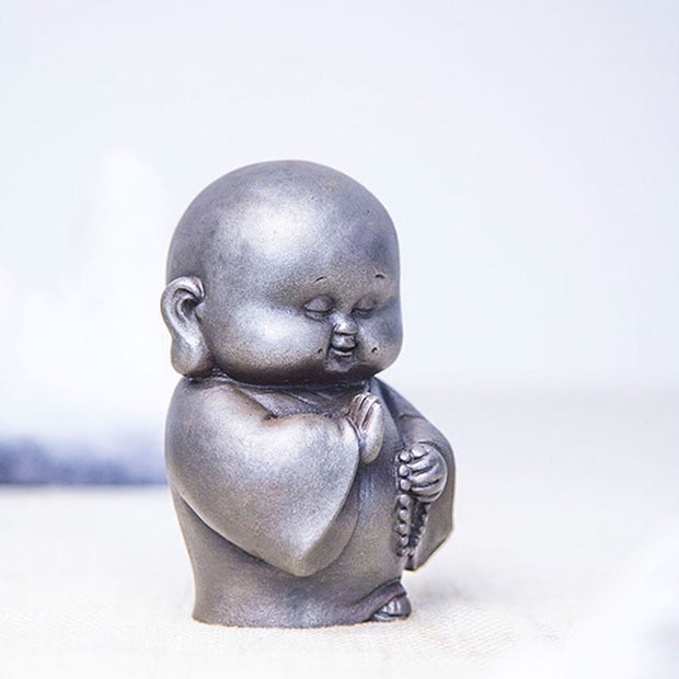 Buddha Stones Handmade Little Monk Iron Powder Rust Cast Resin Statue Home Decoration Decorations BS 20