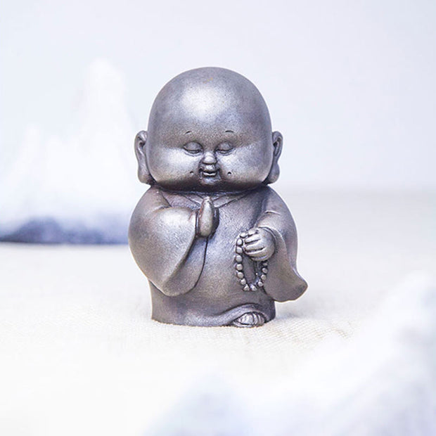 Buddha Stones Handmade Little Monk Iron Powder Rust Cast Resin Statue Home Decoration Decorations BS 19