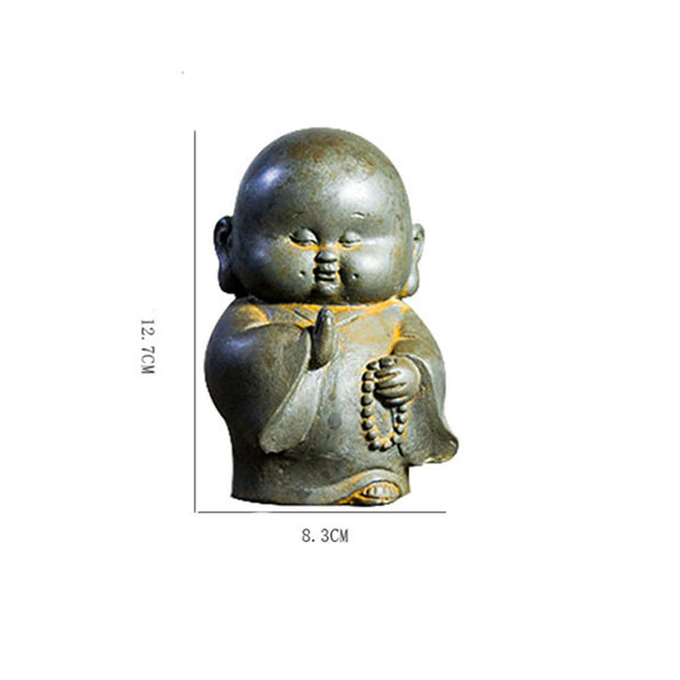 Buddha Stones Handmade Little Monk Iron Powder Rust Cast Resin Statue Home Decoration Decorations BS 12