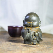 Buddha Stones Handmade Little Monk Iron Powder Rust Cast Resin Statue Home Decoration Decorations BS 3