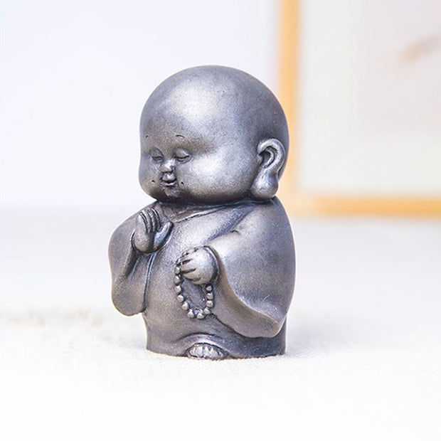 Buddha Stones Handmade Little Monk Iron Powder Rust Cast Resin Statue Home Decoration Decorations BS 22