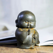 Buddha Stones Handmade Little Monk Iron Powder Rust Cast Resin Statue Home Decoration Decorations BS 8