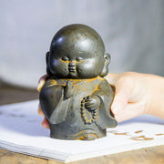 Buddha Stones Handmade Little Monk Iron Powder Rust Cast Resin Statue Home Decoration Decorations BS 10