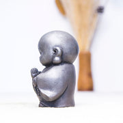 Buddha Stones Handmade Little Monk Iron Powder Rust Cast Resin Statue Home Decoration