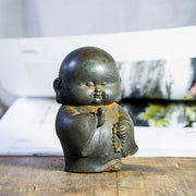 Buddha Stones Handmade Little Monk Iron Powder Rust Cast Resin Statue Home Decoration Decorations BS 7