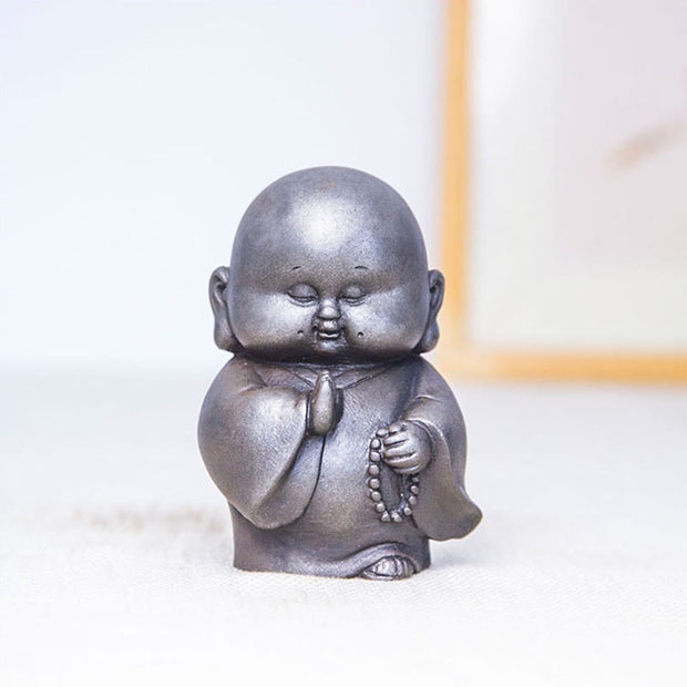 Buddha Stones Handmade Little Monk Iron Powder Rust Cast Resin Statue Home Decoration Decorations BS 14