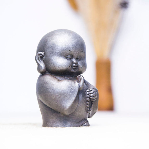 Buddha Stones Handmade Little Monk Iron Powder Rust Cast Resin Statue Home Decoration Decorations BS 24