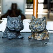 Buddha Stones Handmade Small Lovely Tiger Iron Powder Rust Cast Resin Statue Home Decoration Decorations BS 16