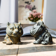 Buddha Stones Handmade Small Lovely Tiger Iron Powder Rust Cast Resin Statue Home Decoration Decorations BS 10