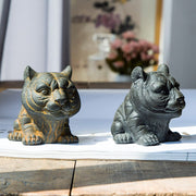 Buddha Stones Handmade Small Lovely Tiger Iron Powder Rust Cast Resin Statue Home Decoration Decorations BS 11