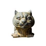 Buddha Stones Handmade Small Lovely Tiger Iron Powder Rust Cast Resin Statue Home Decoration Decorations BS 6