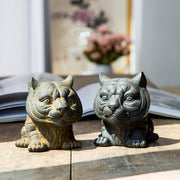 Buddha Stones Handmade Small Lovely Tiger Iron Powder Rust Cast Resin Statue Home Decoration Decorations BS 12