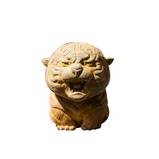 Buddha Stones Handmade Mini Roaring Tiger Iron Powder Rust Cast Resin Statue Home Decoration Decorations BS 12