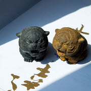 Buddha Stones Handmade Mini Roaring Tiger Iron Powder Rust Cast Resin Statue Home Decoration Decorations BS 4