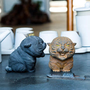 Buddha Stones Handmade Mini Roaring Tiger Iron Powder Rust Cast Resin Statue Home Decoration