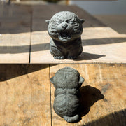 Buddha Stones Handmade Mini Roaring Tiger Iron Powder Rust Cast Resin Statue Home Decoration Decorations BS 16