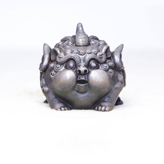 Buddha Stones Handmade Wealth PiXiu Iron Powder Rust Cast Resin Statue Home Decoration Decorations BS Polished Version 9*9*8.5cm