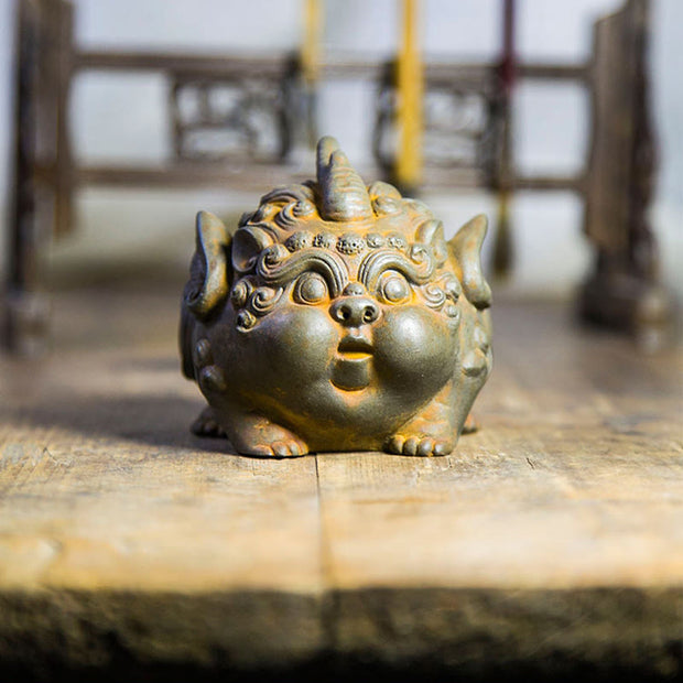 Buddha Stones Handmade Wealth PiXiu Iron Powder Rust Cast Resin Statue Home Decoration Decorations BS 10