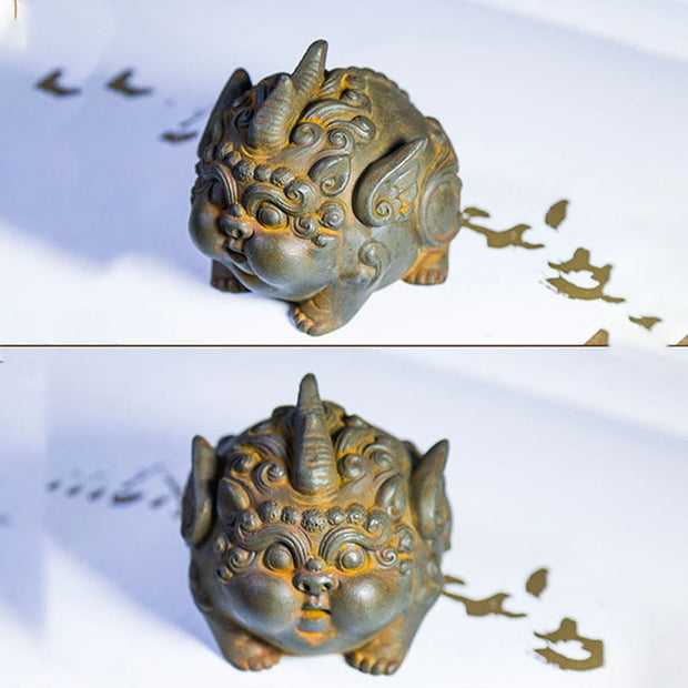 Buddha Stones Handmade Wealth PiXiu Iron Powder Rust Cast Resin Statue Home Decoration Decorations BS 11