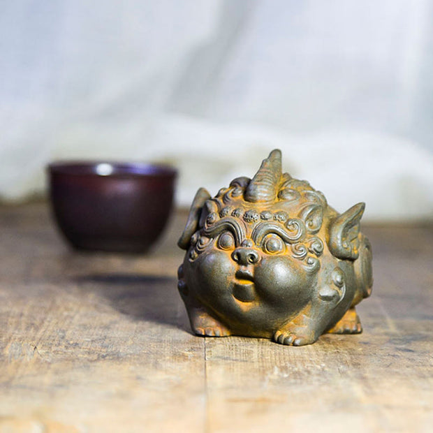 Buddha Stones Handmade Wealth PiXiu Iron Powder Rust Cast Resin Statue Home Decoration Decorations BS 8