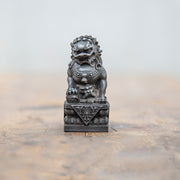 Buddha Stones Handmade Lion Fu Foo Dogs Iron Powder Rust Cast Resin Statue Ward Off Evil Protection Home Decoration Decorations BS Black Version Lion 8.5*4cm