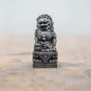 Buddha Stones Handmade Lion Fu Foo Dogs Iron Powder Rust Cast Resin Statue Ward Off Evil Protection Home Decoration