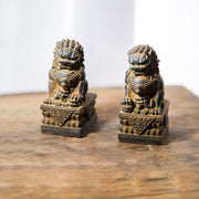 Buddha Stones Handmade Lion Fu Foo Dogs Iron Powder Rust Cast Resin Statue Ward Off Evil Protection Home Decoration