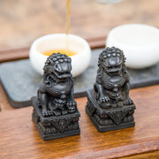 Buddha Stones Handmade Lion Fu Foo Dogs Iron Powder Rust Cast Resin Statue Ward Off Evil Protection Home Decoration Decorations BS 7