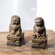 Buddha Stones Handmade Lion Fu Foo Dogs Iron Powder Rust Cast Resin Statue Ward Off Evil Protection Home Decoration Decorations BS 37