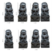 Buddha Stones Handmade Lion Fu Foo Dogs Iron Powder Rust Cast Resin Statue Ward Off Evil Protection Home Decoration Decorations BS 25