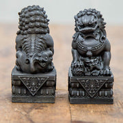 Buddha Stones Handmade Lion Fu Foo Dogs Iron Powder Rust Cast Resin Statue Ward Off Evil Protection Home Decoration Decorations BS 19