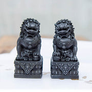 Buddha Stones Handmade Lion Fu Foo Dogs Iron Powder Rust Cast Resin Statue Ward Off Evil Protection Home Decoration Decorations BS 9