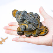 Buddha Stones Handmade Feng Shui Frog Toad Copper Coins Iron Powder Rust Cast Resin Statue Home Decoration Decorations BS Feng Shui Frog Copper Coin Rust Version 6*6*7cm