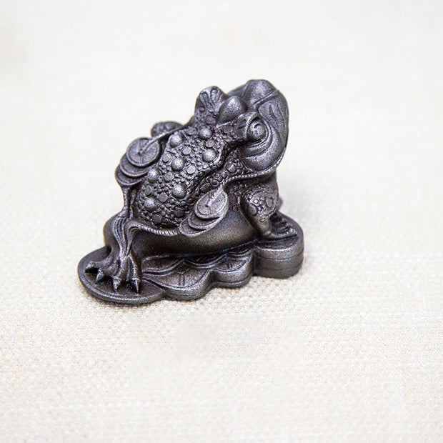 Buddha Stones Handmade Feng Shui Frog Toad Copper Coins Iron Powder Rust Cast Resin Statue Home Decoration