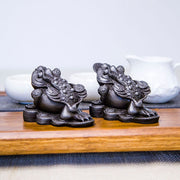 Buddha Stones Handmade Feng Shui Frog Toad Copper Coins Iron Powder Rust Cast Resin Statue Home Decoration Decorations BS 30