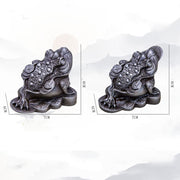 Buddha Stones Handmade Feng Shui Frog Toad Copper Coins Iron Powder Rust Cast Resin Statue Home Decoration Decorations BS 32