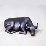 Buddha Stones Handmade Small Water Buffalo Bull Iron Powder Rust Cast Resin Statue Home Decoration