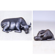 Buddha Stones Handmade Small Water Buffalo Bull Iron Powder Rust Cast Resin Statue Home Decoration Decorations BS 26