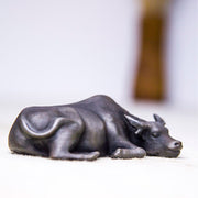 Buddha Stones Handmade Small Water Buffalo Bull Iron Powder Rust Cast Resin Statue Home Decoration Decorations BS 15